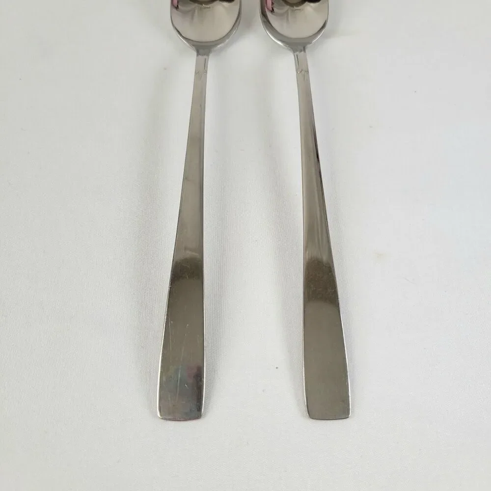 Oneida Satin Accent Stainless Flatware Set 2 Iced Tea Spoons Oneidacraft USA 7.5